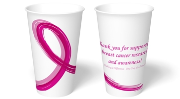 16 oz. Pink Ribbon Paper Hot Cup